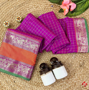 Classy and vintage-inspired Kanjivaram semi-soft silk saree