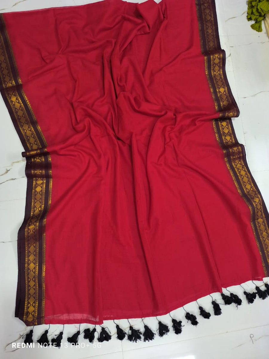 Pure 120 count mulberry cotton saree