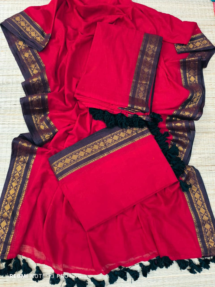 Pure 120 count mulberry cotton saree