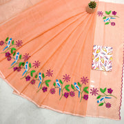 Kota Doria Mix Cotton Hand Machine Embroidery Saree