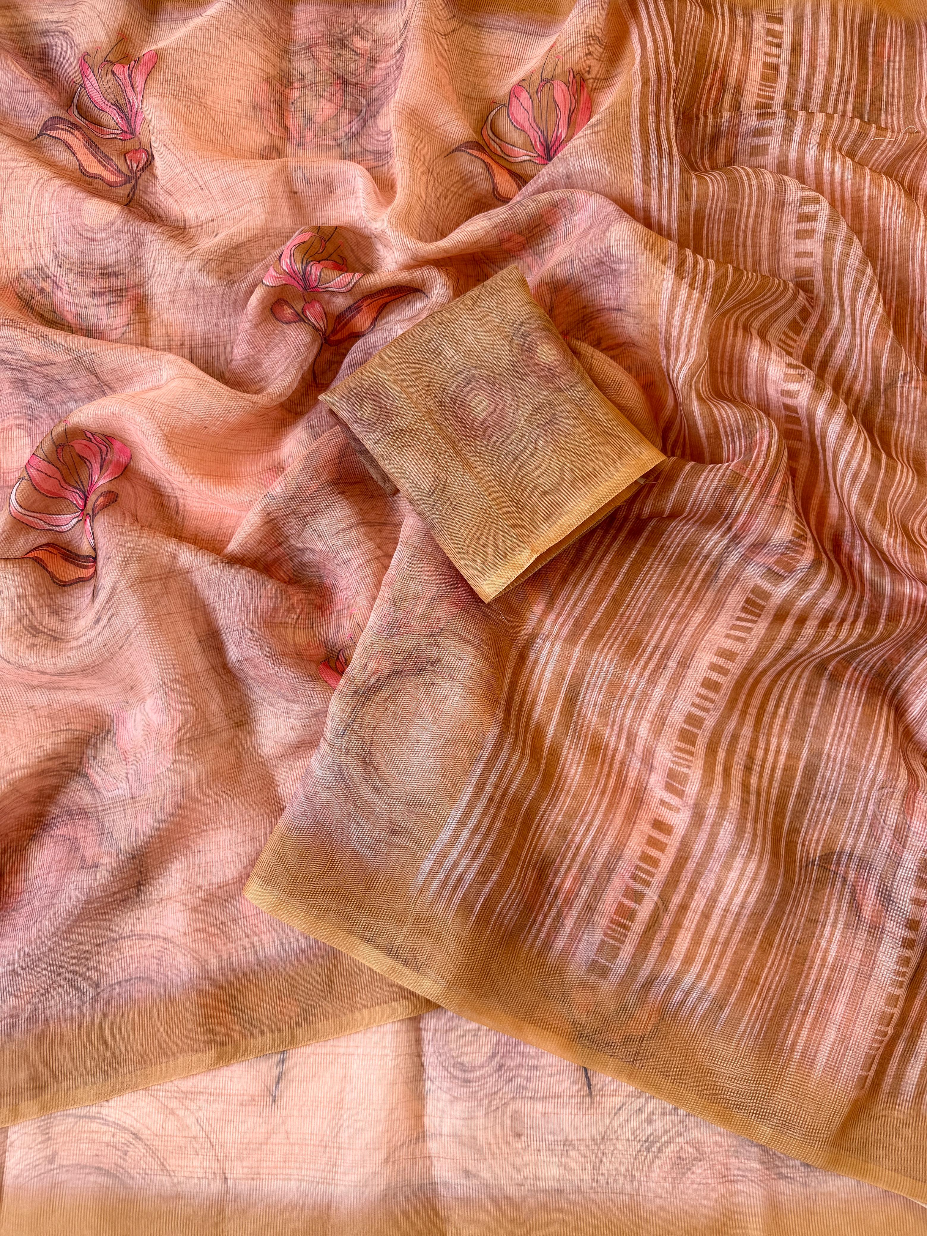 Floral Digital Print And Fancy Latkan