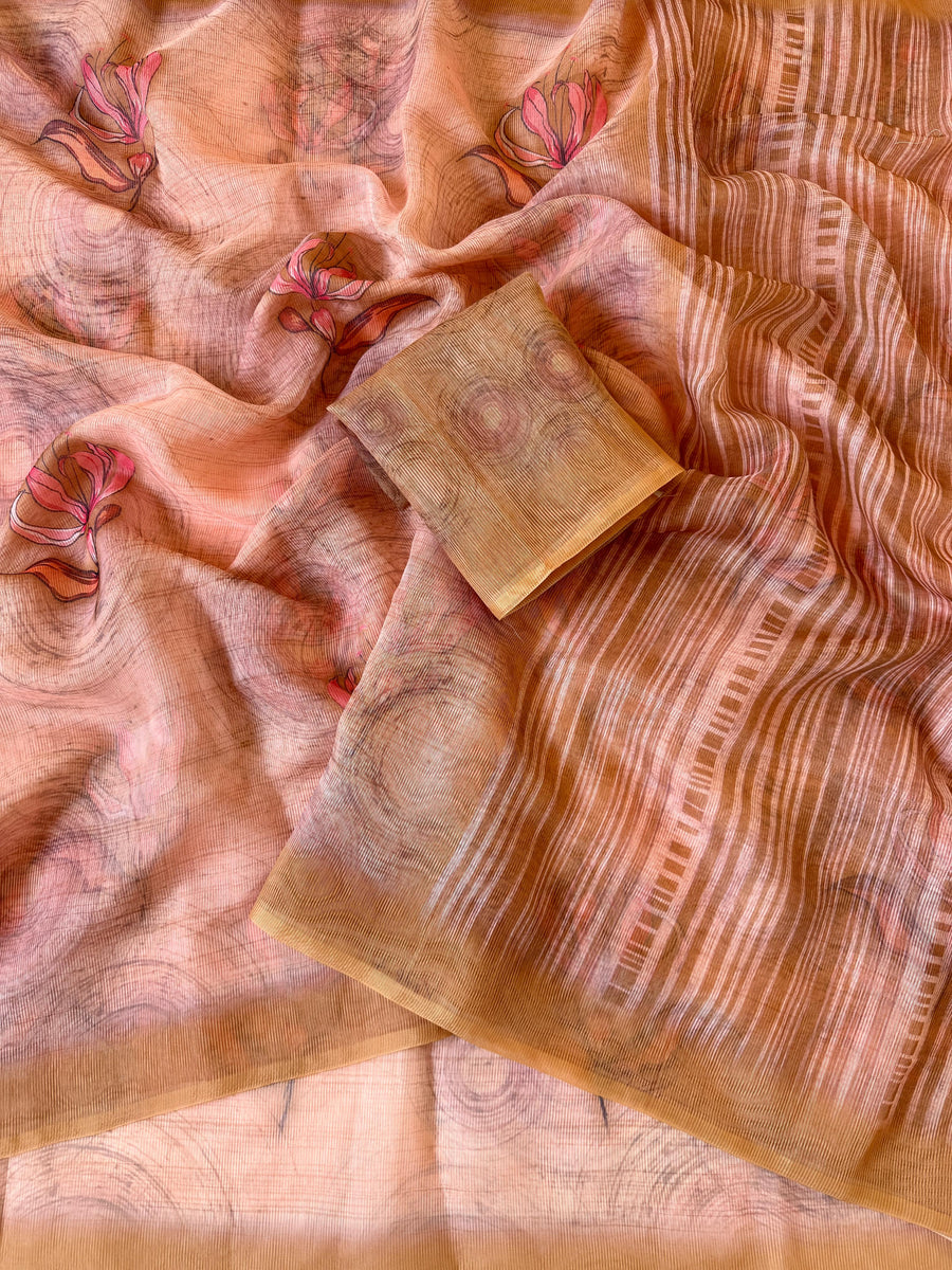 Floral Digital Print And Fancy Latkan