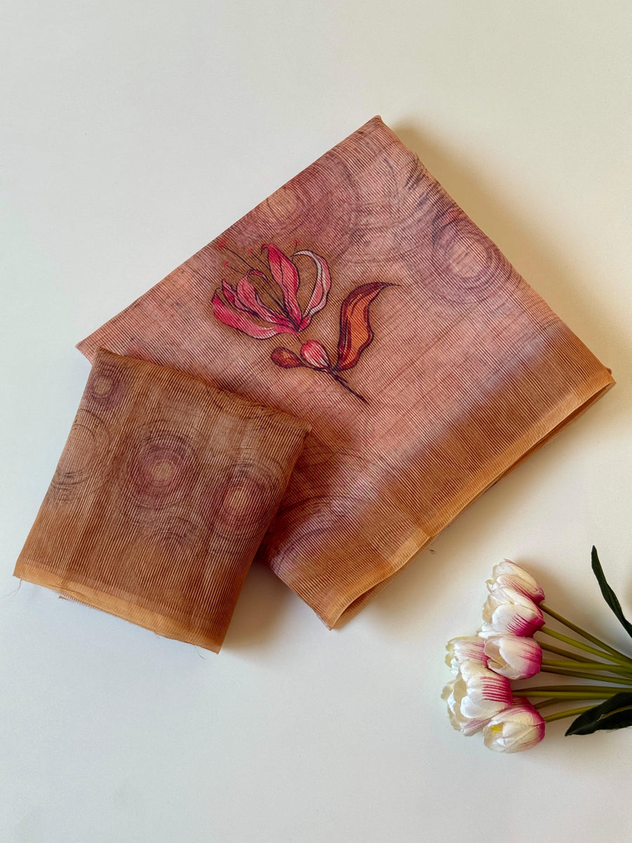 Floral Digital Print And Fancy Latkan