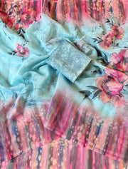 Floral Digital Print And Fancy Latkan