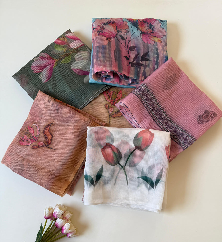 Floral Digital Print And Fancy Latkan