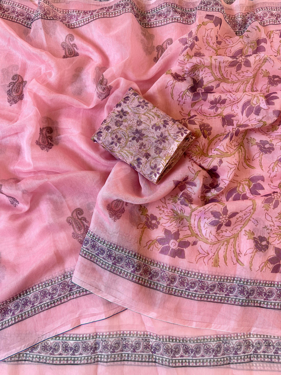 Floral Digital Print And Fancy Latkan