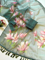 Floral Digital Print And Fancy Latkan