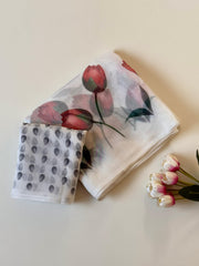Floral Digital Print And Fancy Latkan