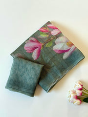 Floral Digital Print And Fancy Latkan