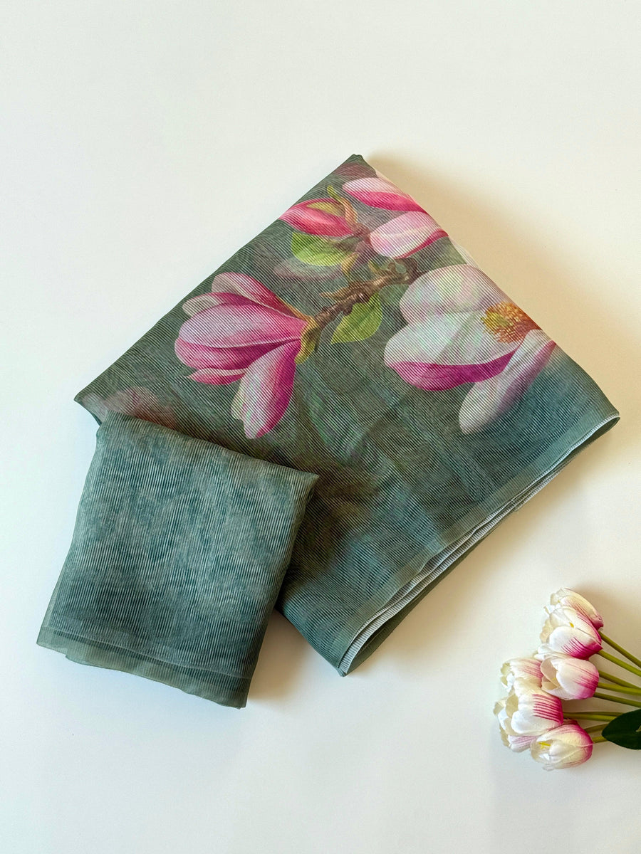 Floral Digital Print And Fancy Latkan