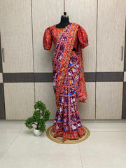 Elegant digital print soft satin silk saree