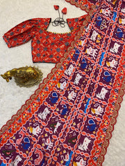 Elegant digital print soft satin silk saree