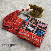 Elegant digital print soft satin silk saree