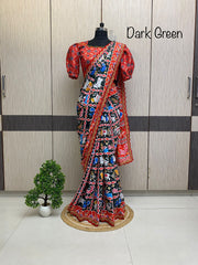 Elegant digital print soft satin silk saree