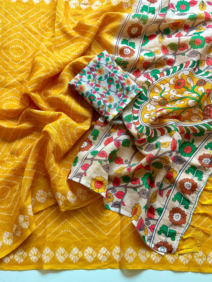 cotton linen saree
