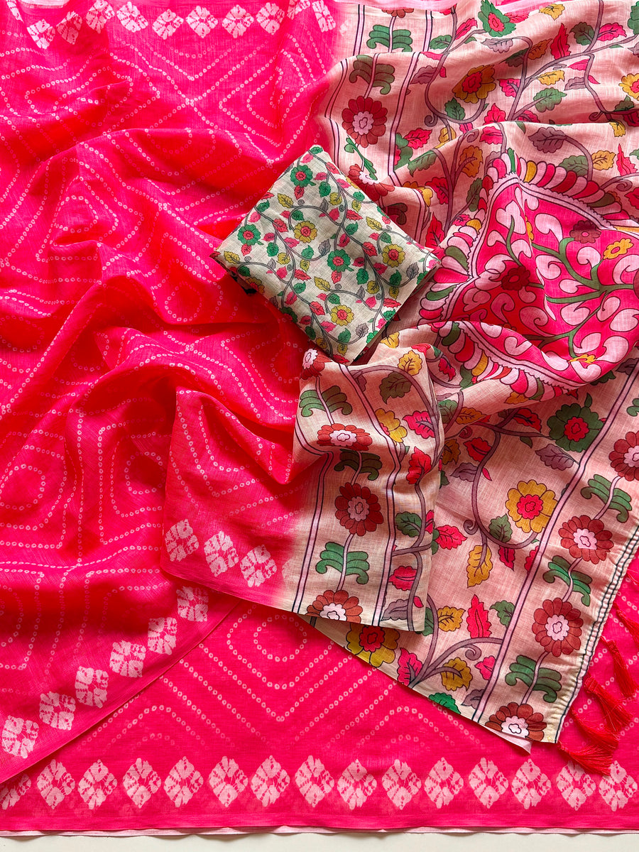 cotton linen saree