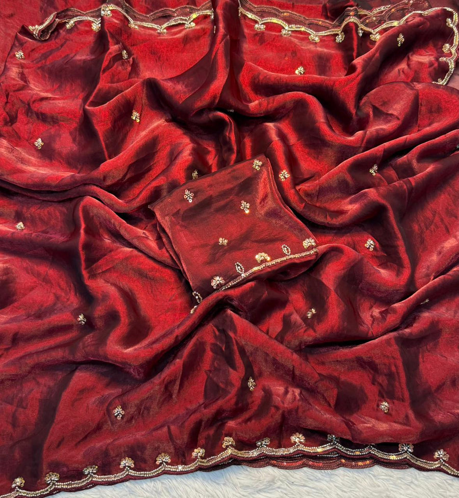 Fancy Space Silk Fabric SareE