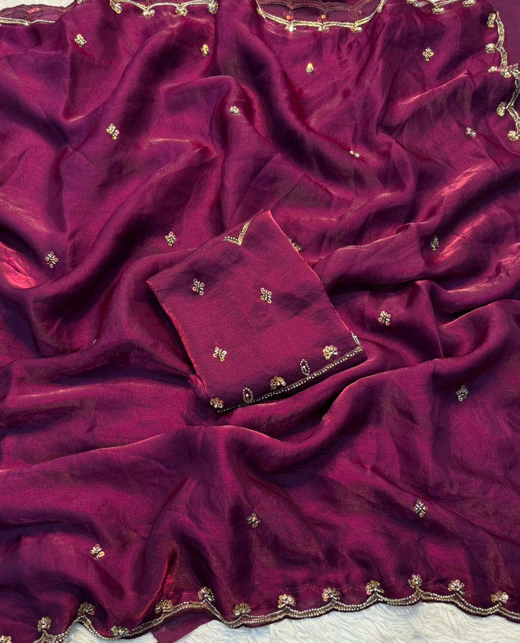 Fancy Space Silk Fabric SareE