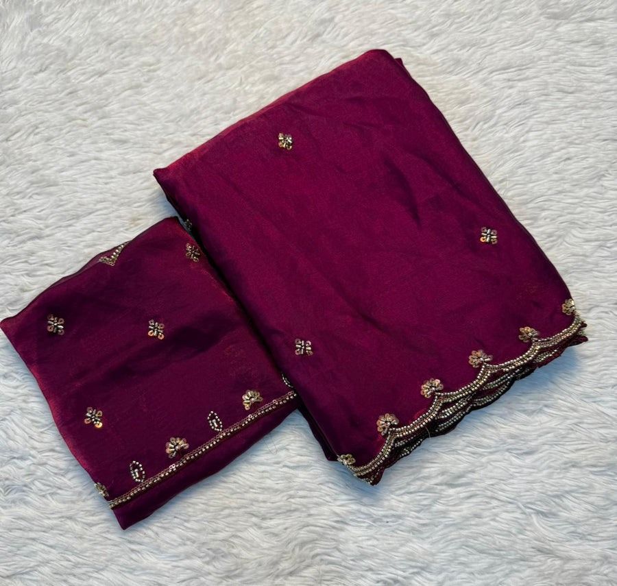 Fancy Space Silk Fabric SareE