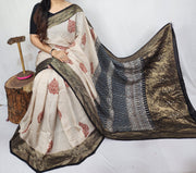 Ajrakh dola silk saree