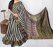 Ajrakh dola silk saree