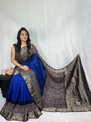 Ajrakh dola silk saree