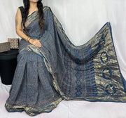 Ajrakh dola silk saree