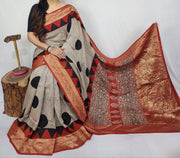 Ajrakh dola silk saree