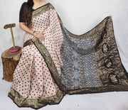 Ajrakh dola silk saree