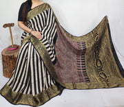 Ajrakh dola silk saree