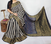Ajrakh dola silk saree
