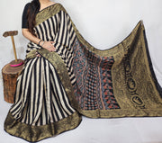 Ajrakh dola silk saree