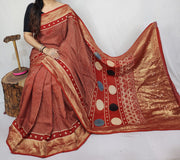 Ajrakh dola silk saree