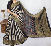 Ajrakh dola silk saree