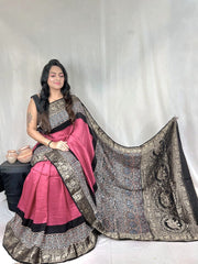 Ajrakh dola silk saree