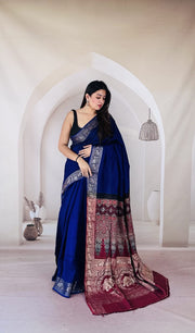 Ajrakh dola silk saree