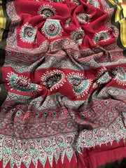Premium Mangalagiri viscose printed mul silk cotton sarees