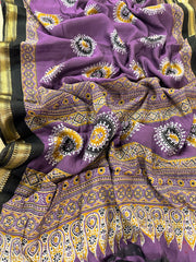 Premium Mangalagiri viscose printed mul silk cotton sarees