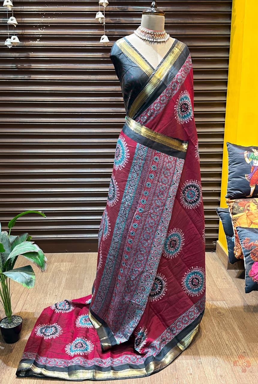 Premium Mangalagiri viscose printed mul silk cotton sarees