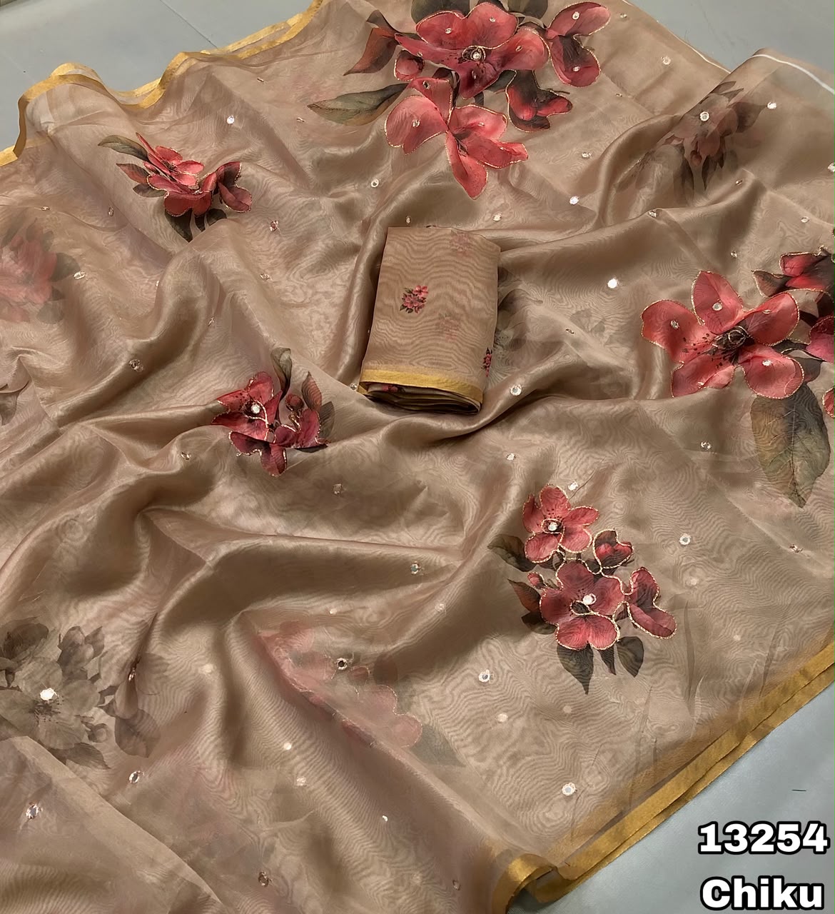 Elegant organza saree featuring