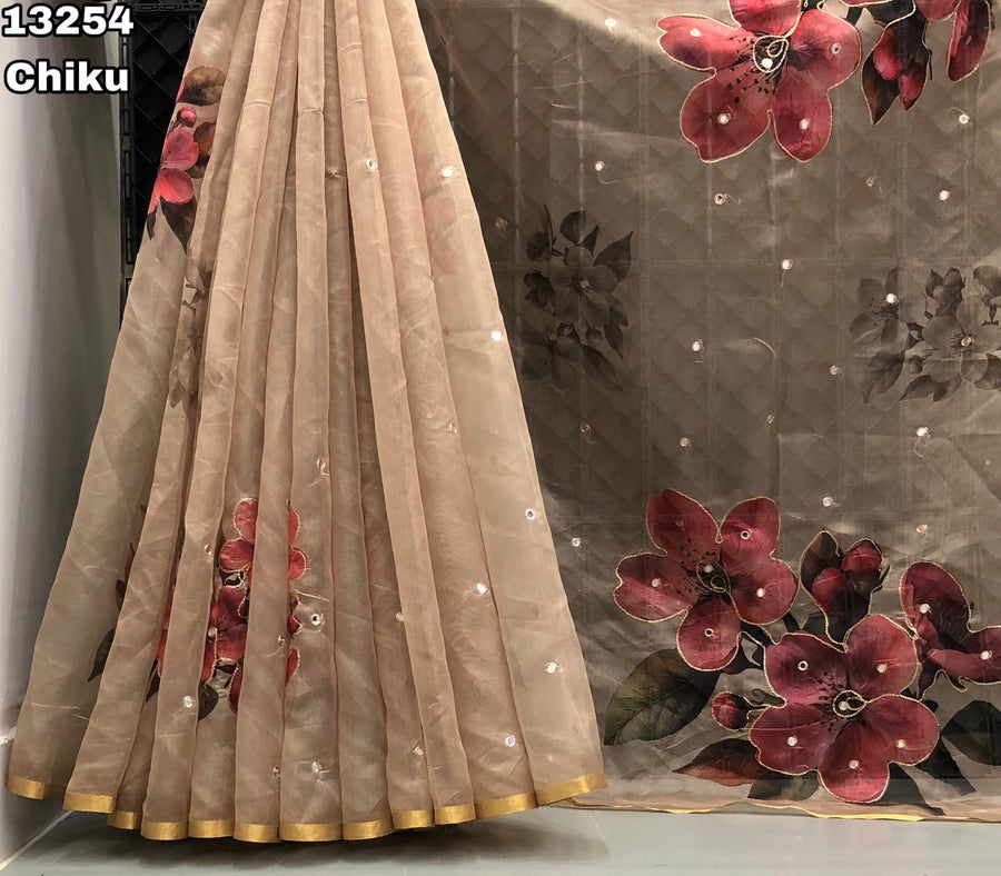 Elegant organza saree featuring