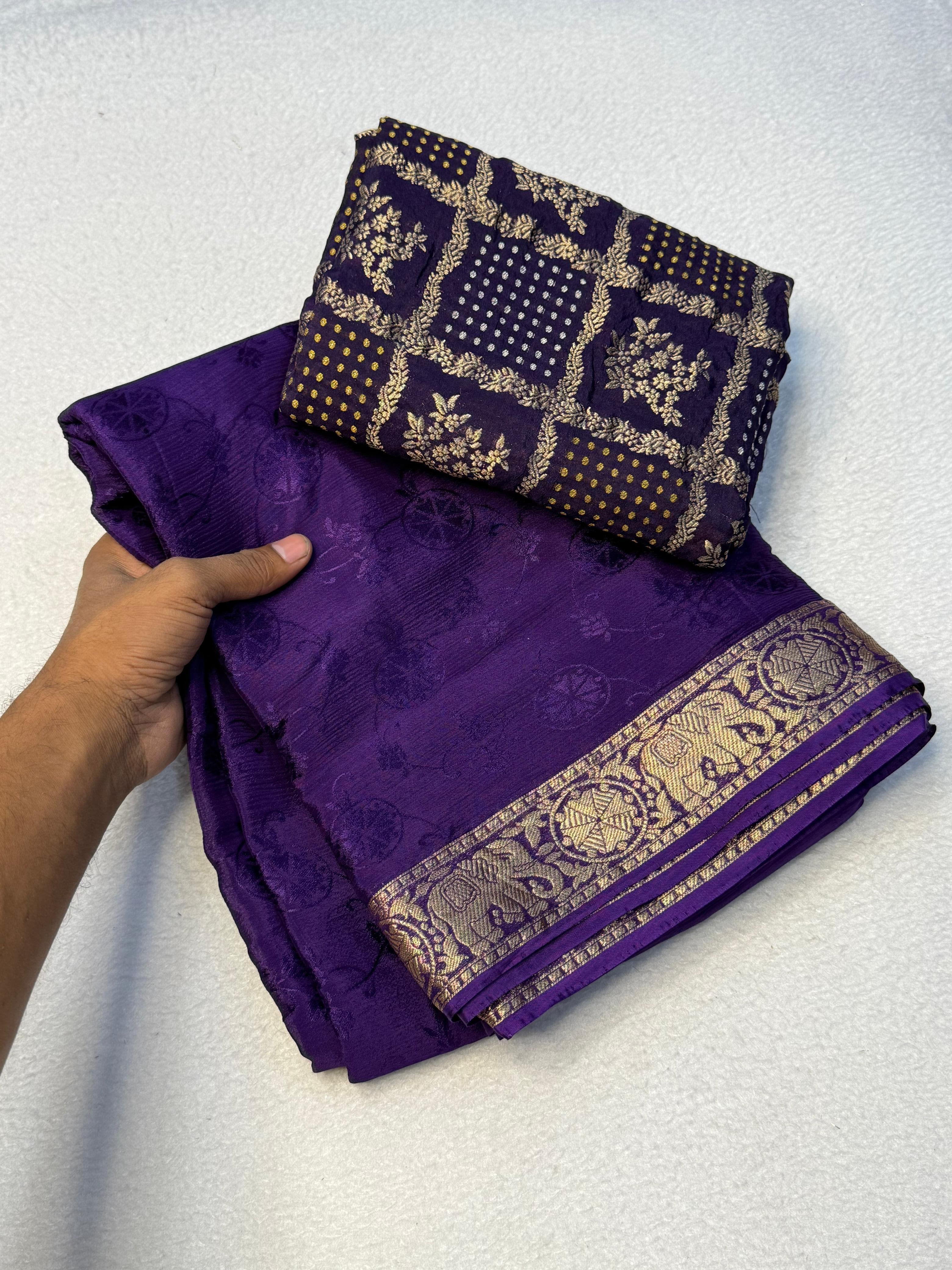 Elegant viscose chinnon saree