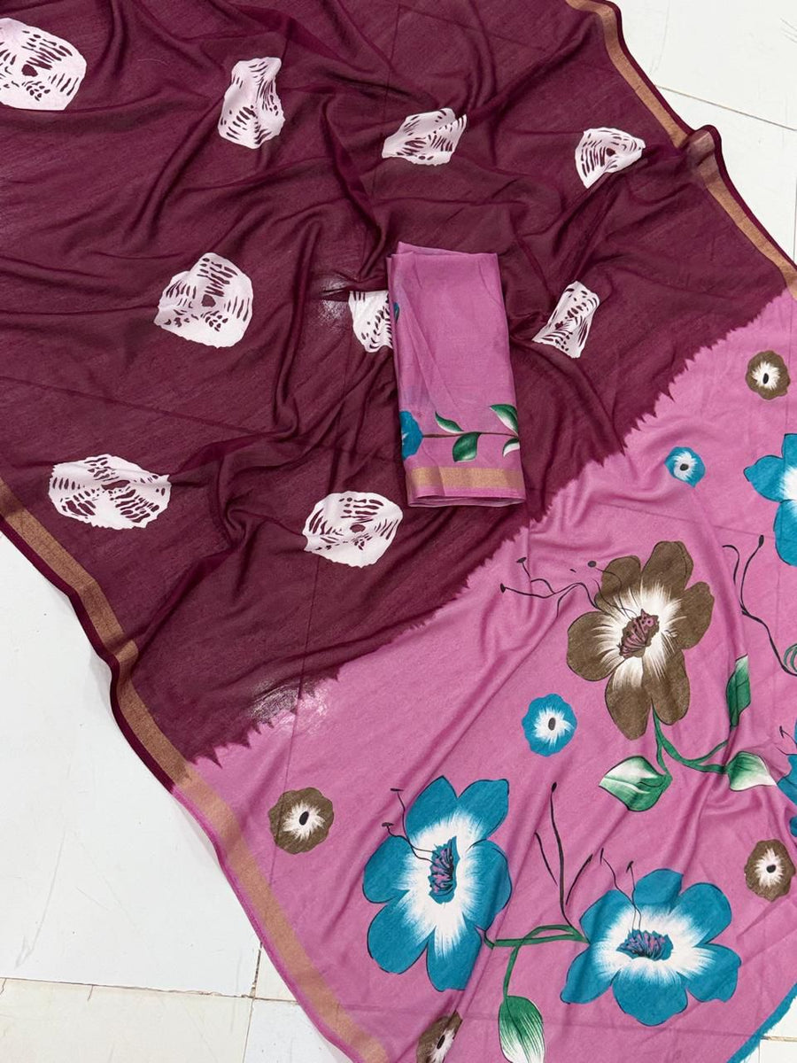Elegant mul cotton saree