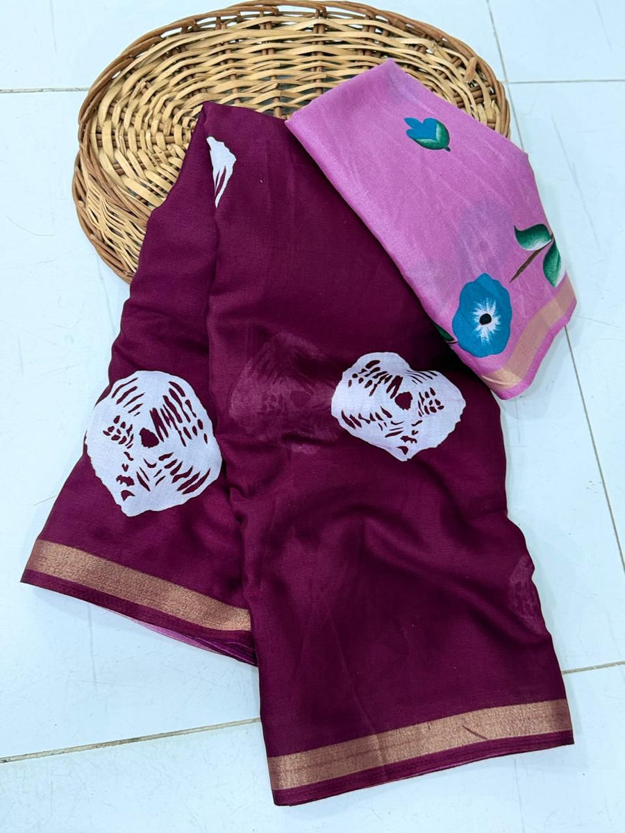 Elegant mul cotton saree