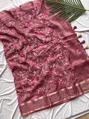 Pure HO sarees with beautiful embroidered work all over the saree
