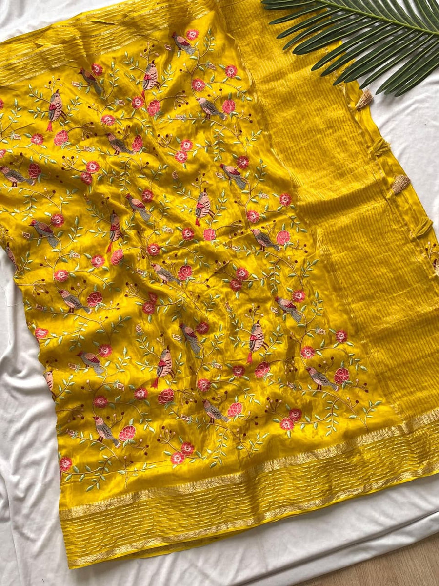Pure HO sarees with beautiful embroidered work all over the saree