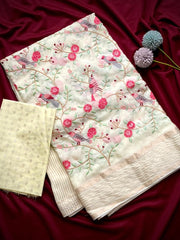Pure HO sarees with beautiful embroidered work all over the saree