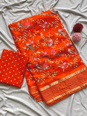 Pure HO sarees with beautiful embroidered work all over the saree