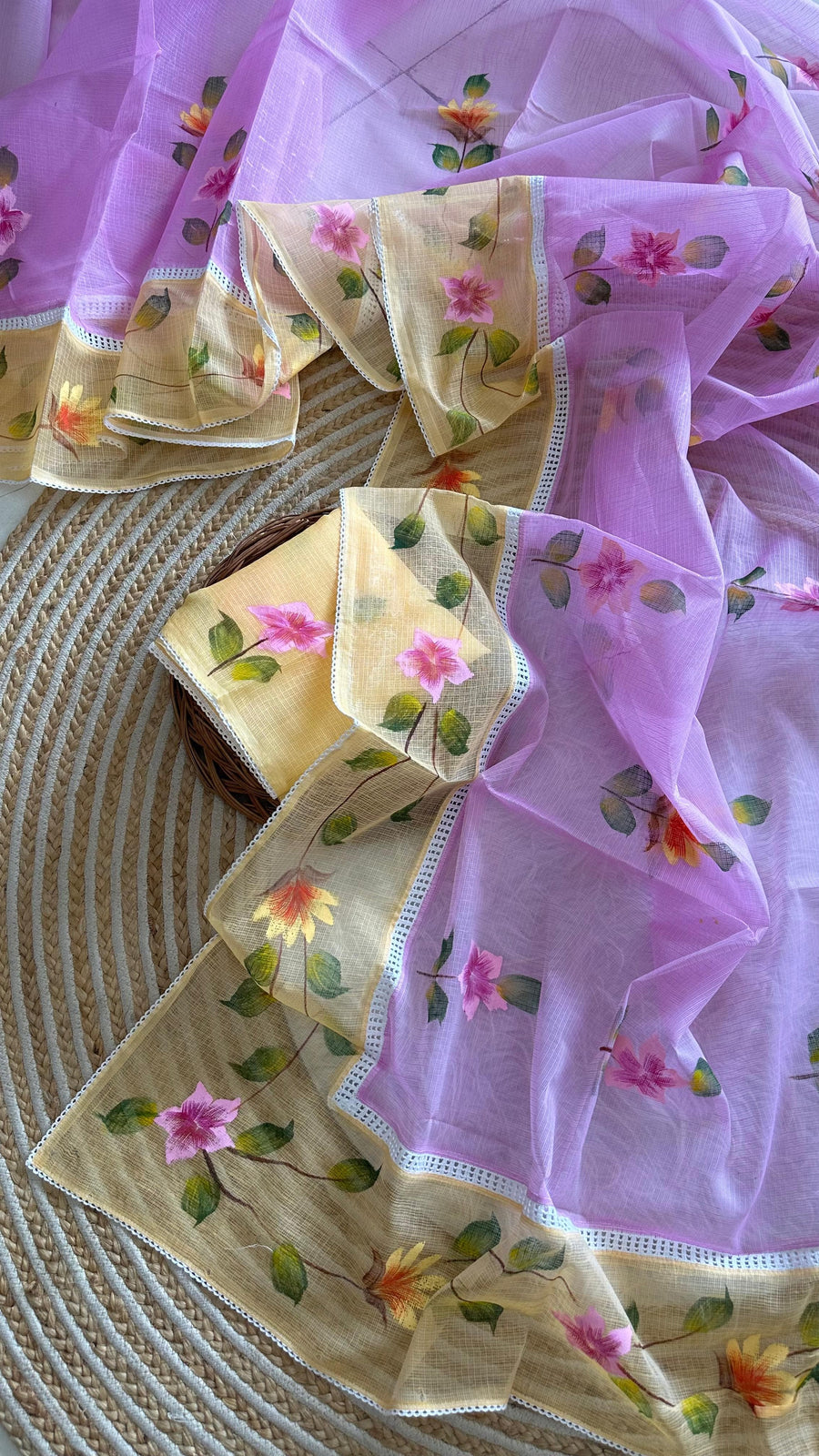Premium hand-painted Kota Doria sarees