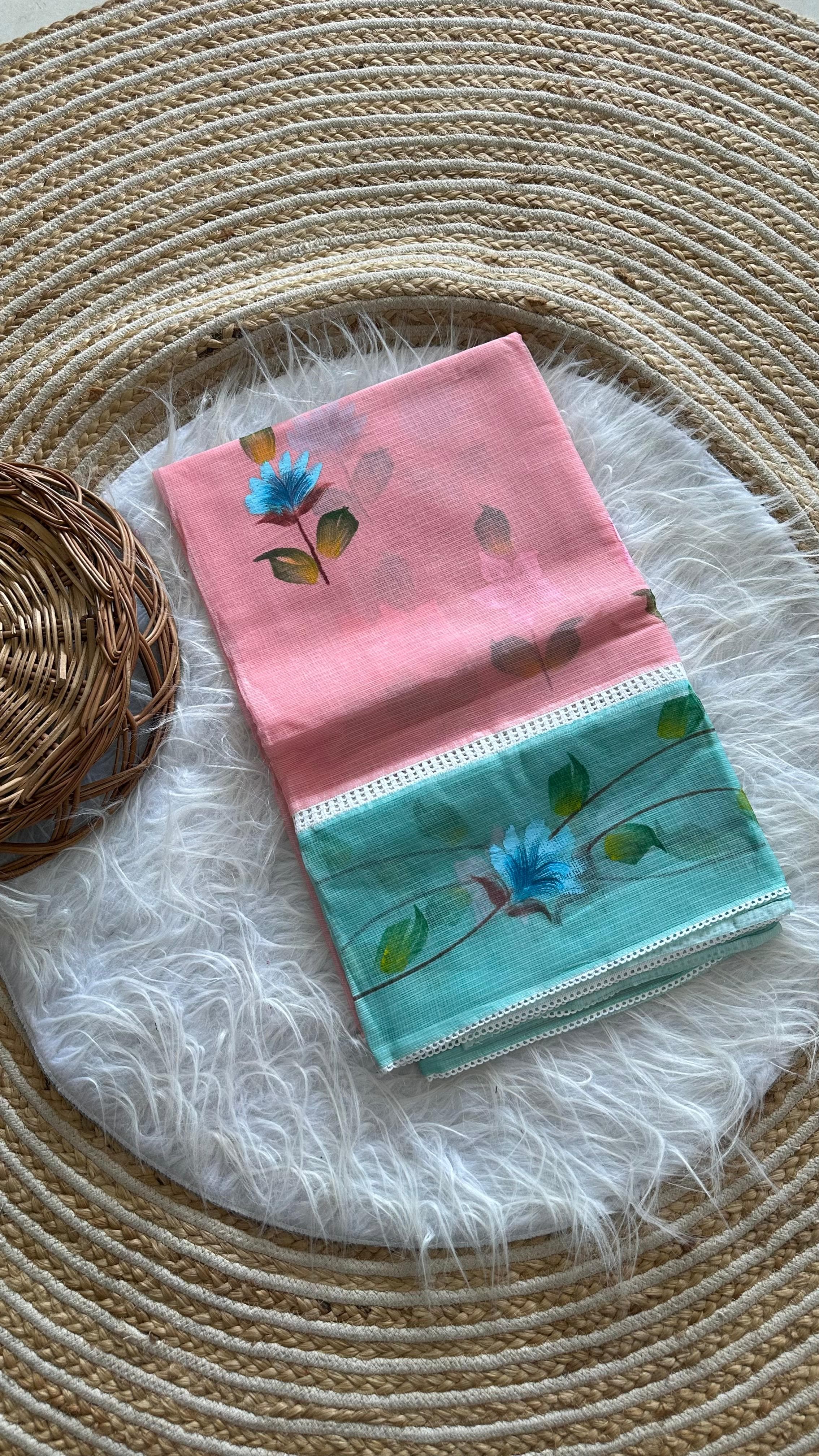 Premium hand-painted Kota Doria sarees